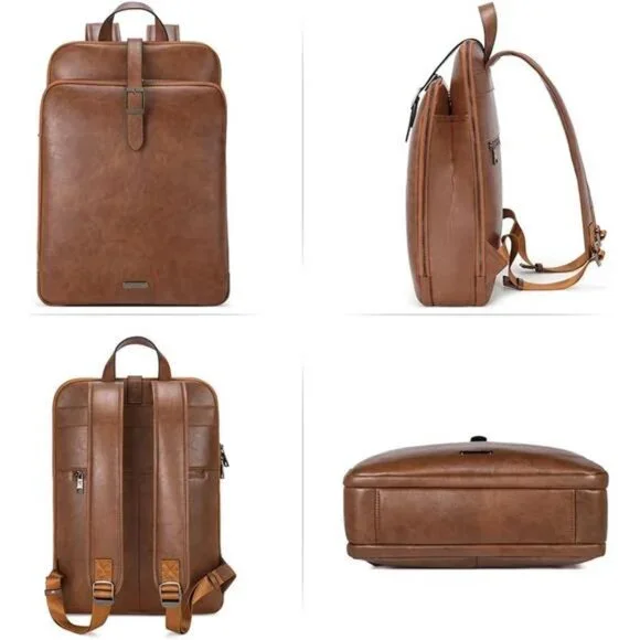 CLUCI Leather Backpack for Women, 15.6 inch Laptop Bag, Large Genuine Work
